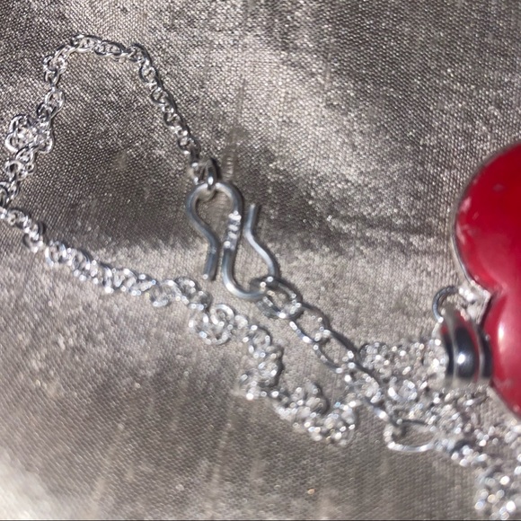 SALE * Italian Coral Heart Valentine handcrafted pendant - Picture 6 of 8